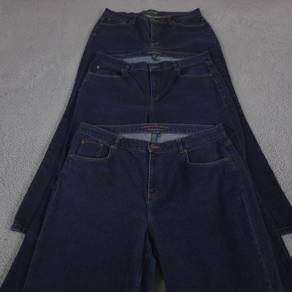 LOT OF 3 Lauren Ralph Lauren Jeans Womens 16W Classic Straight Dark Wash Denim